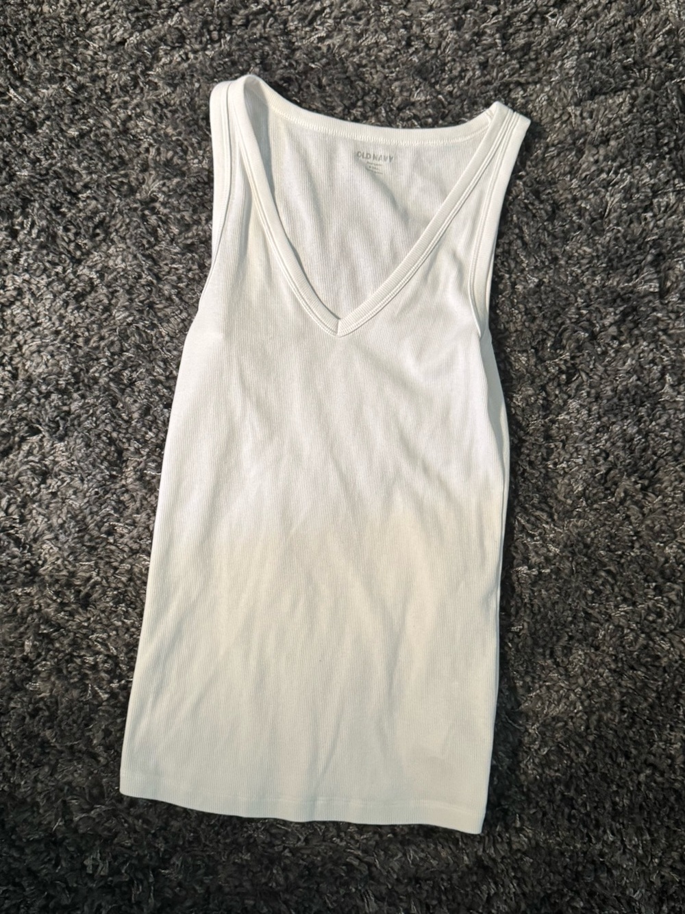Old Navy First-Layer Ribbed V-Neck Tank Top White Medium Tall